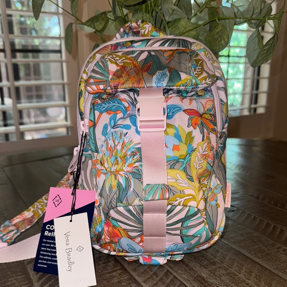 NWT, Vera Bradley utility sling pack in rain forest canopy print .